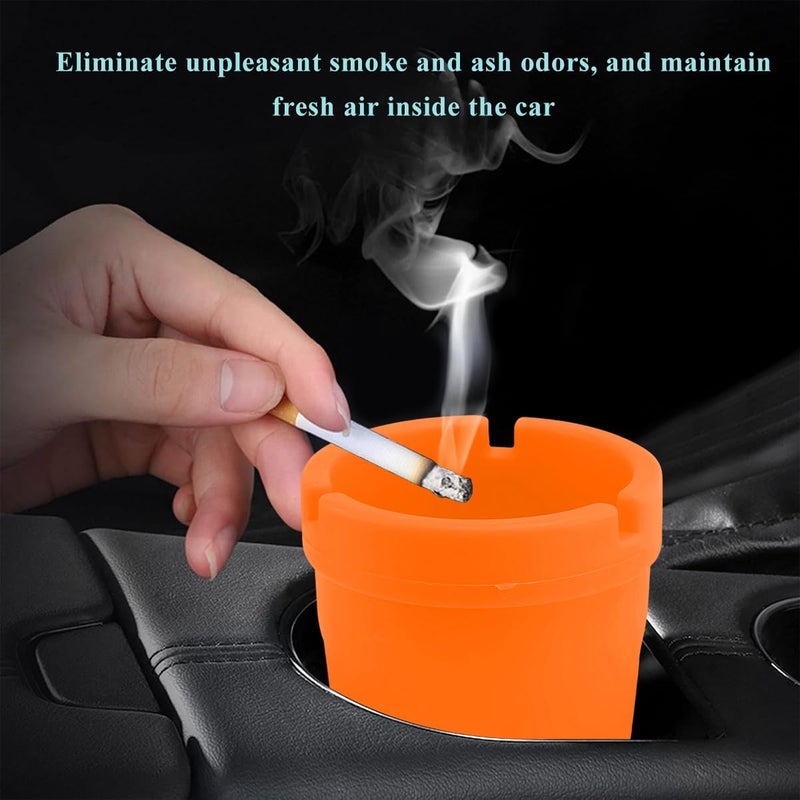 NYTKL Car Ashtray, Plastic Portable Smokeless Self-Extinguishing Vehicle Cigarette Trash Can Ash Tray, Universal Windproof Butt Bucket Ash Holder Organizer for Car Cup Holder (Orange) - Image 4